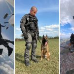 Cão da PM paulista é o primeiro do Brasil a saltar de paraquedas em treinamento tático