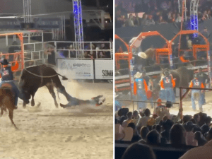 Festa do Peão de Hortolândia, peão fica ferido por causa do touro (Foto: Arquivo Pessoal)