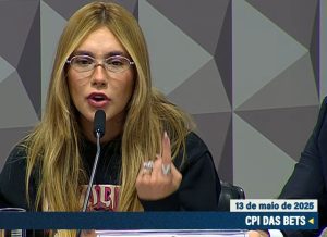 Virgínia Fonseca depõe na CPI das BETS (Foto: TV Senado)