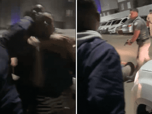 Imagens revelam momento em que policial leva soco (Foto: Redes sociais)
