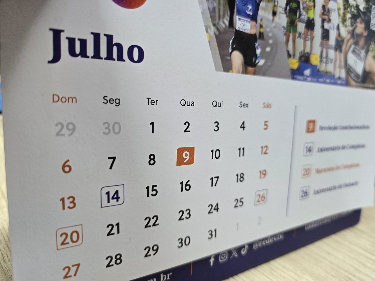 Calendário Data Comemorativa Feriado Folga Julho