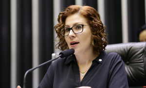 Deputada Carla Zambelli em sessão da Câmara antes de deixar o país
