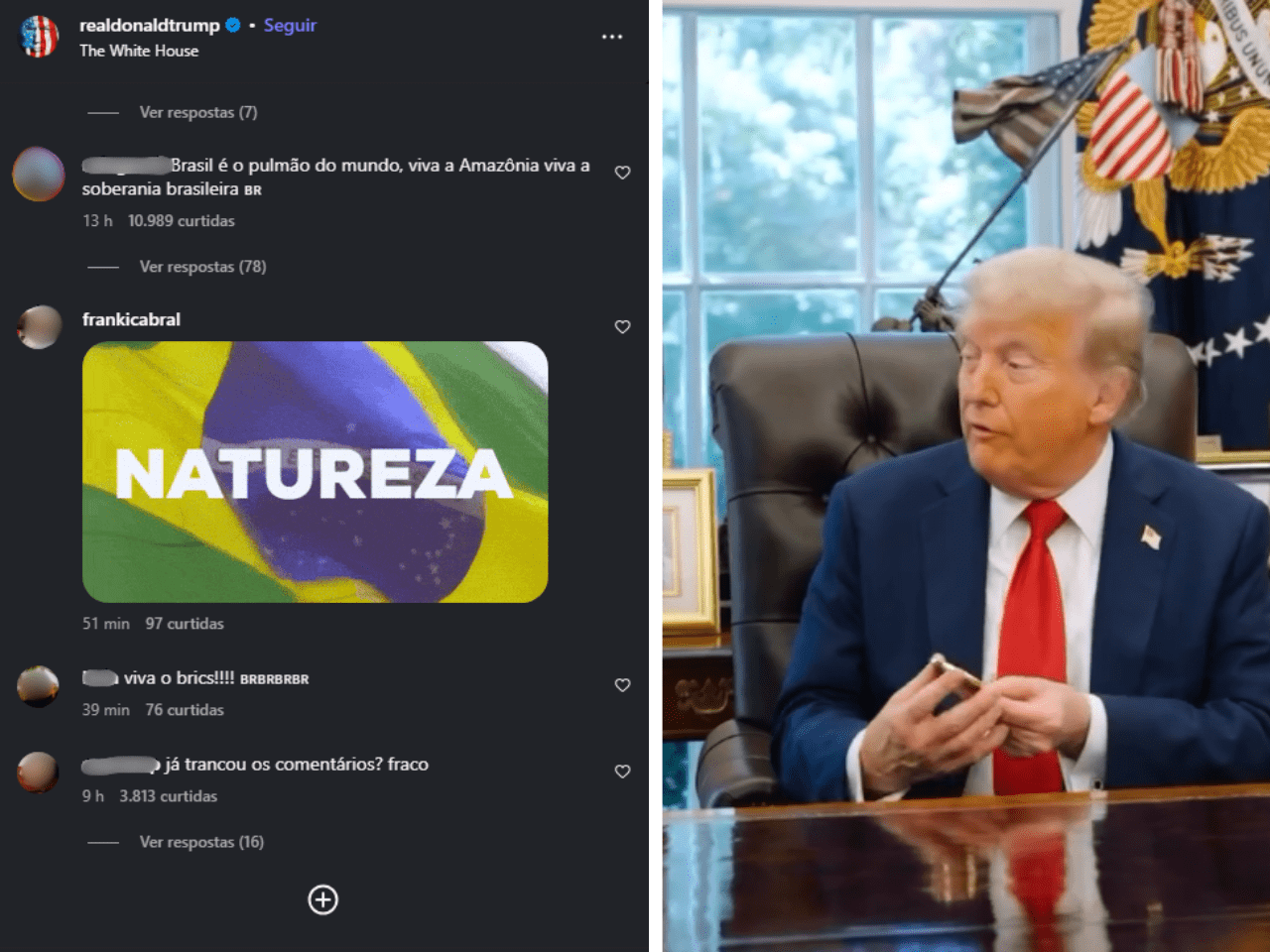 Donald Trump tem o perfil "invadido" por brasileiros (Foto: Reprodução)
