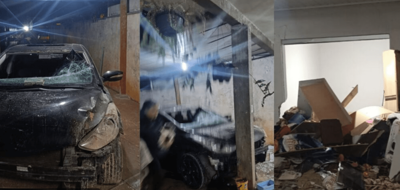 homem joga carro contra a própria casa após discussão