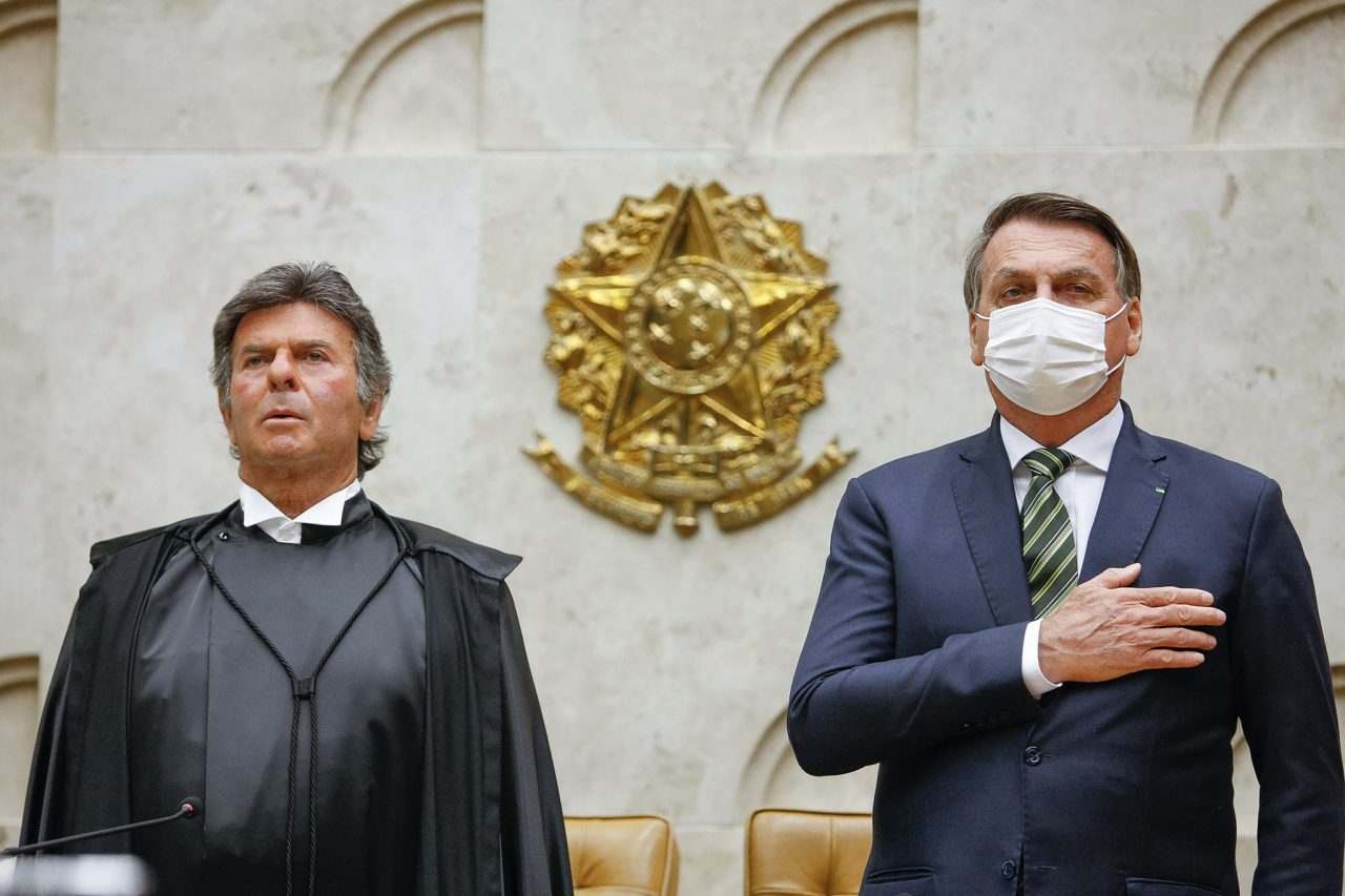 Brasília, 22/02/2021, ministro Luiz Fux, presidente do STF e Jair Bolsonaro, presidente do Brasil, no plenário, durante a sessão solene de abertura do Ano Judiciário. (Foto: flickr)
