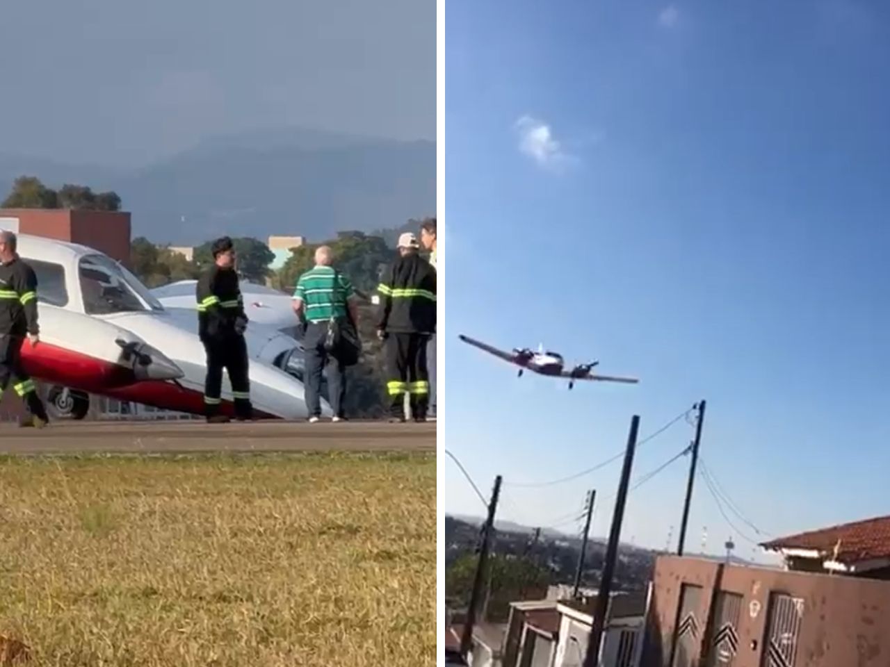 VÍDEO: avião faz pouso de emergência em Bragança Paulista após pane no trem de pouso (Foto: Celso Ricardo / +Bragança)