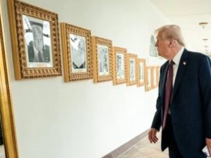 Trump substitui retrato de Biden por quadro de "caneta automática" (Foto: Divulgação / Casa Branca)
