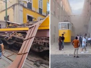 VÍDEO: descarrilamento do Elevador da Glória deixa ao menos 15 mortos e 18 feridos em Lisboa (Foto: redes sociais)