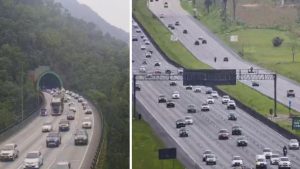 Fluxo intenso marca o fim do feriado prolongado na Imigrantes (Foto: Reprodução / Ecovias)