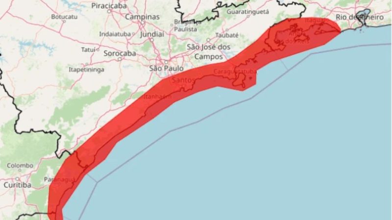 Litoral paulista entra em alerta vermelho para tempestades nesta segunda (24)