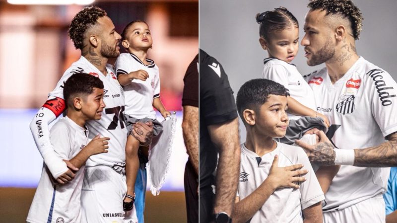 Viral! Menino entra em campo com Neymar após família pedir ingressos ao presidente do Santos
