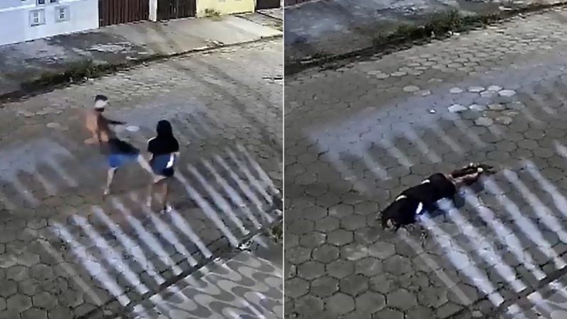 Mulher desmaia após ser espancada pelo companheiro no litoral de SP; VÍDEO