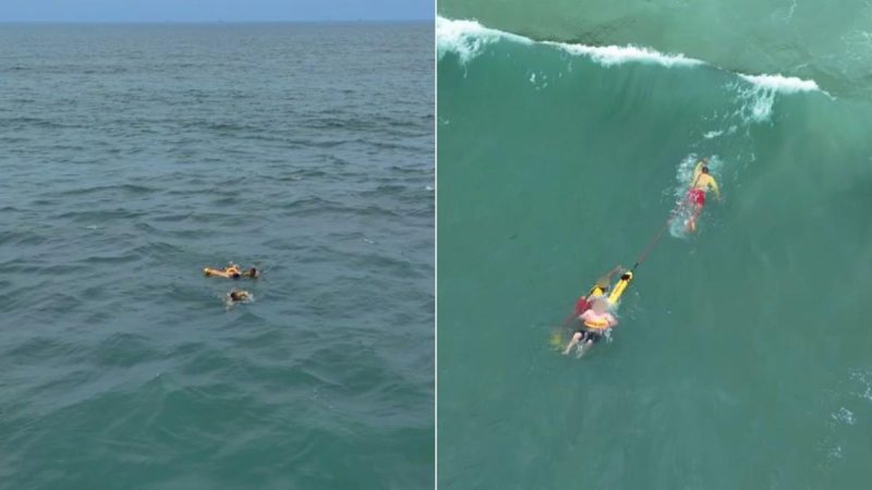 Guarda-vidas salvam banhista levado por forte correnteza em praia de Guarujá; VÍDEO