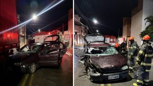 carro destruído após acidente de trânsito em Bragança Paulista