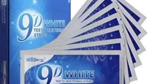 A fita 9D White Teeth Whitening Strips, indicada para clareamento dental foi proibida no brasil por não ter permissão para comercialização no Brasil.