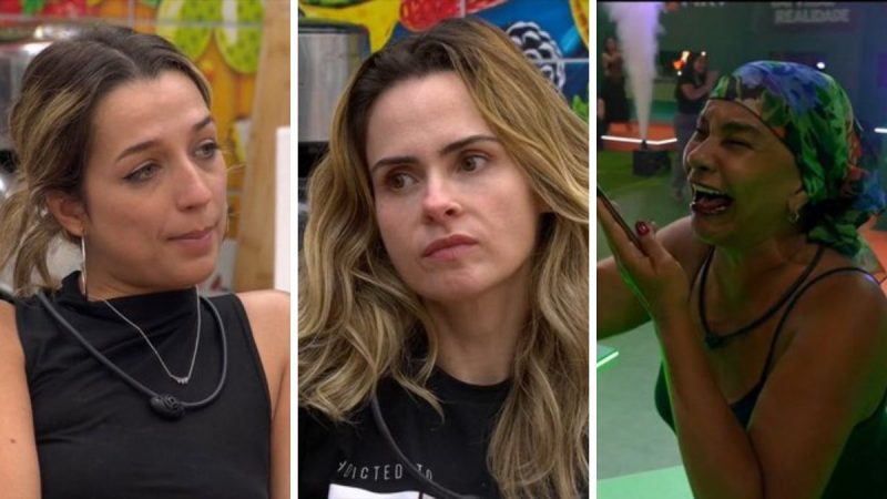 Participantes do BBB 26 em reunião estratégica na sala da casa durante madrugada de decisões e alianças.