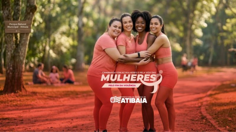 Caminhada com as Mulheres e Pela Vida das Mulheres em Atibaia, ação do Mês da Mulher contra a violência.