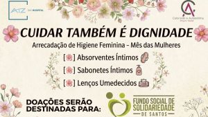 Mãos segurando absorvente higiênico, representando o acesso a produtos de higiene e combate à pobreza menstrual.