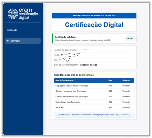 Inep lança certificação digital do ensino médio pelo Enem; veja como ...