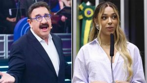 Apresentador Ratinho e deputada Erika Hilton em destaque sobre processo judicial por injúria e calúnia.