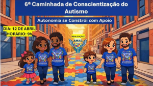 Concentração da 6ª Caminhada de Conscientização do Autismo na Figueira do Parque Ecológico em Indaiatuba.