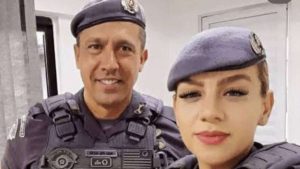 Tenente-coronel Geraldo Leite Rosa Neto, acusado de matar a esposa Gisele Alves Santana, em destaque.