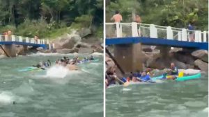 Operação de resgate do GBMar em canoas havaianas atingidas por correnteza no Guarujá, litoral de SP.