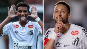 Robinho Jr e Neymar se desentendem - Foto Divulgação Raul Baretta - Santos