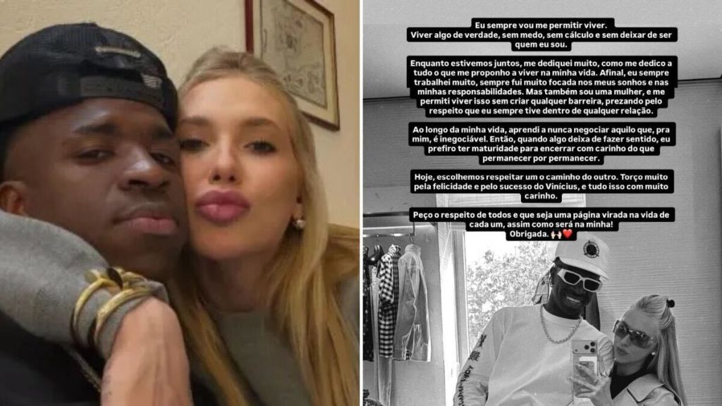 Story do Instagram de Vinicius Júnior de mãos dadas com Virginia Fonseca.