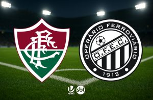 Jogadores de Fluminense e Operário-PR em disputa de bola no Maracanã pela Copa do Brasil.