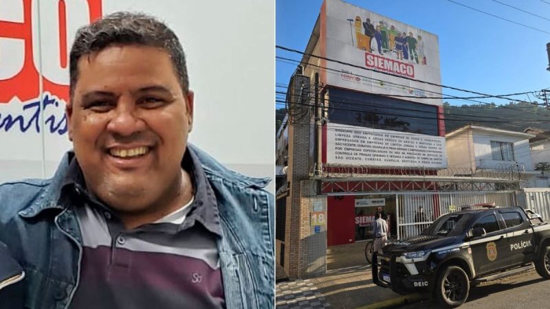 André Domingues de Lima, presidente do Siemaco Baixada Santista, preso em operação policial em Santos.