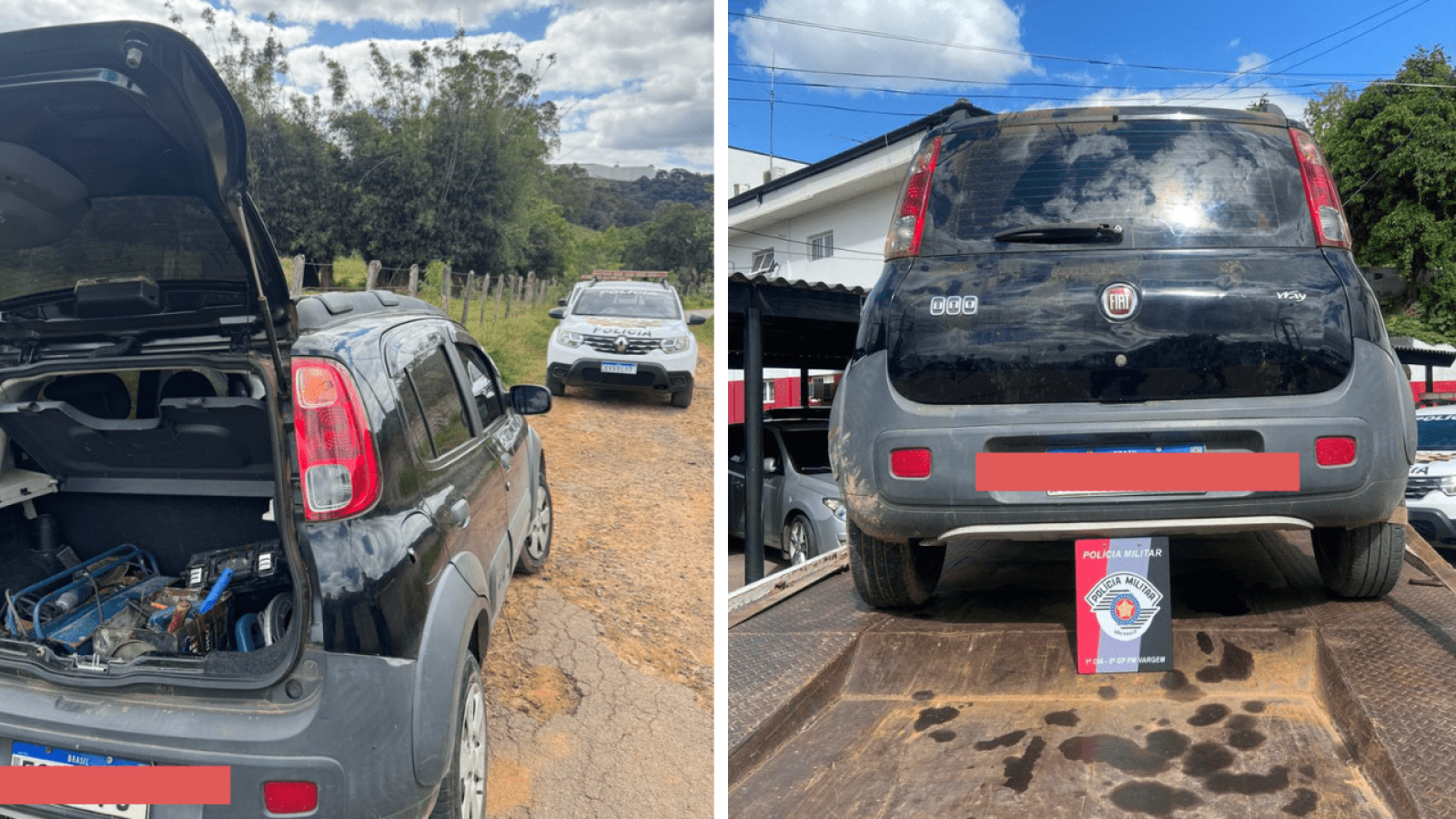 Veículo recuperado em Vargem (Foto: Divulgação / Polícia Militar)