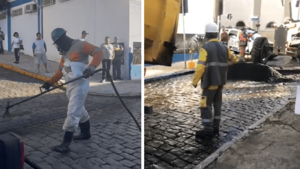 Justiça de Piracaia manda suspender asfaltamento na cidade (Foto: Reprodução / redes sociais)