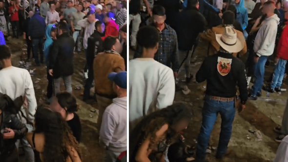 Trechos da briga em Joanópolis divulgadas nas redes sociais (Foto: Reprodução / Redes Sociais)