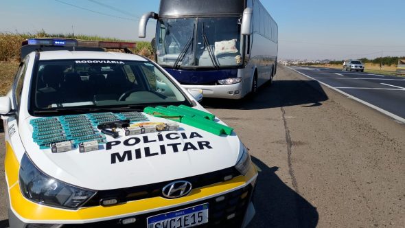polícia encontra drogas e armas em ônibus